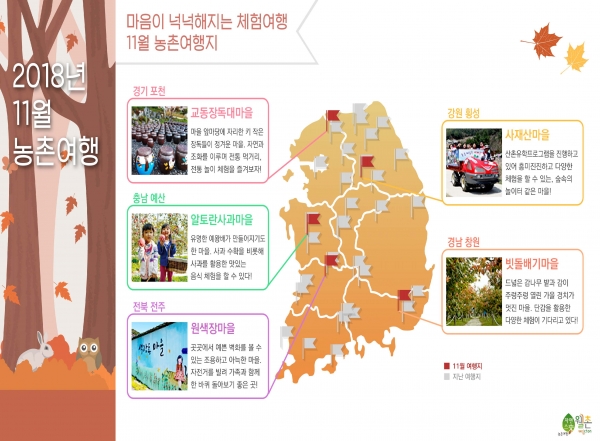 '농촌체험휴양마을 5선' 홍보 포스터 (사진제공 : 농촌여행, 웰촌)