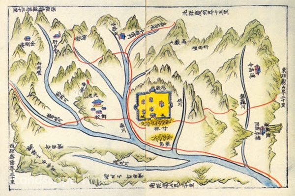 울주 언양읍성 남쪽에 동서로 길게 죽림이 있었음을 보여주는 언양현지도(1832)  ⓒ울산시