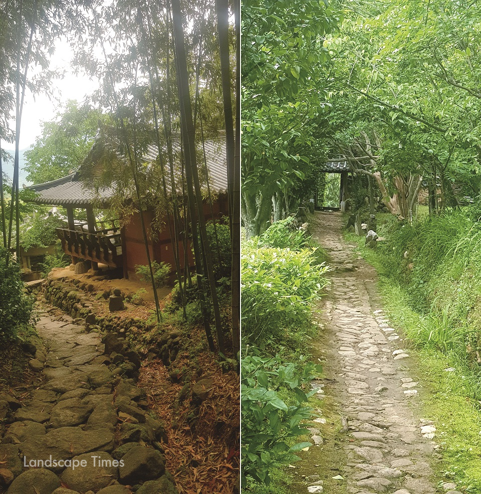 자연지형을 그대로 살려 꾸민 한국의 정원(왼쪽), 바깥 풍경을 고스란히 들여 온 차경의 미학이 돋보인다.  ⓒ최문형