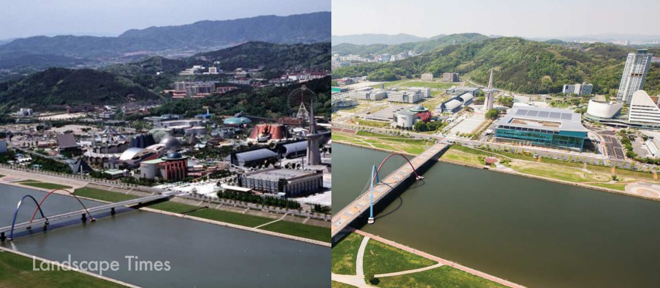 대전 엑스포과학공원 1993년 모습(좌)과 2021년 현재   ⓒ대전시