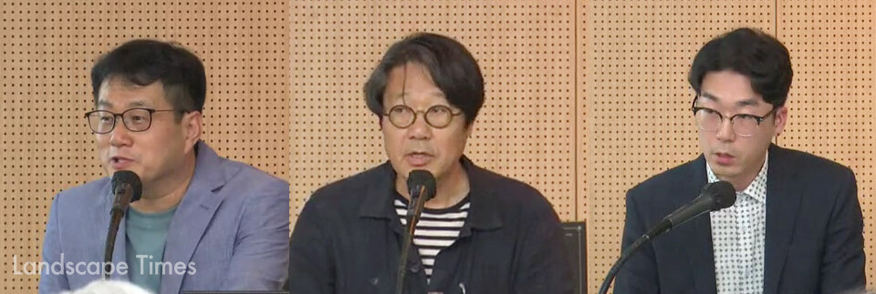(왼쪽부터) 안승홍 교수, 최신현 대표, 안동혁 소장     ⓒ한국조경학회